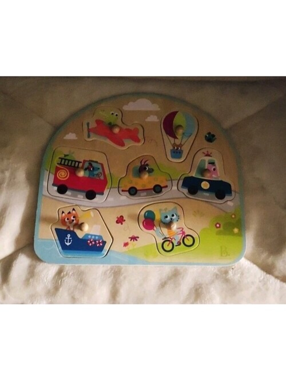 Maison Battat Wooden Puzzle With Pegs 7 Piece Transportation